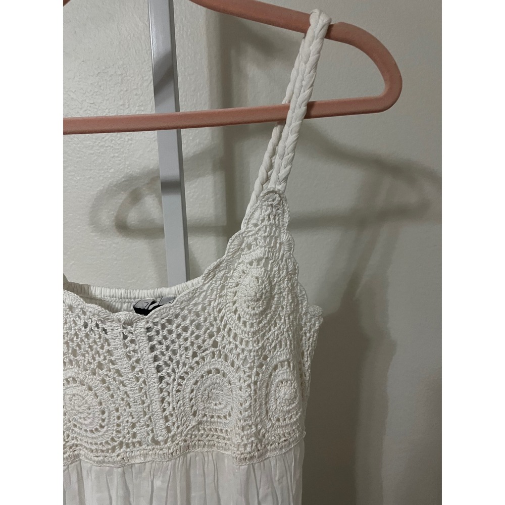 NWT Chaudry KC Boho Embroidered Tiered Maxi Dress White Medium - Picture 3 of 7